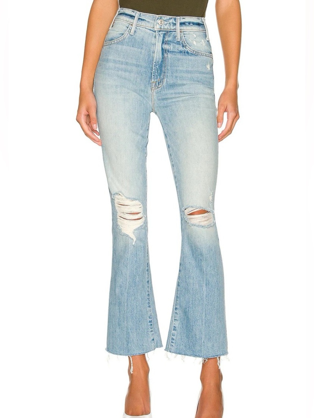 Mother Superior 29 Ankle Fray Ropes End Blue High Rise Distressed Raw Hem Jeans